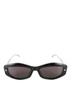 Alexander Mcqueen Rectangular Sunglasses With Metal Accents And Silver Temples In Black