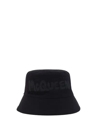 Alexander Mcqueen Logo Graffiti Printed Bucket Hat In Black