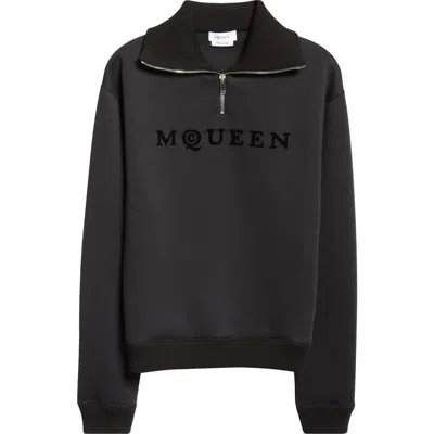 Alexander Mcqueen Logo Half Zip Sweatshirt In Black