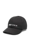 Alexander Mcqueen Logo Cotton Denim Baseball Cap With Curved Brim