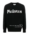 Alexander Mcqueen Mcqueen Graffiti Intarsia Cotton Sweater In Black