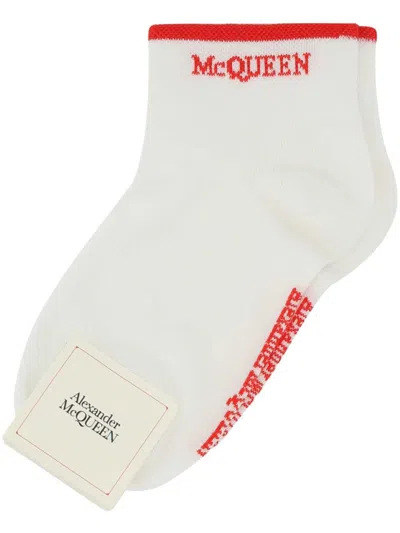 Alexander Mcqueen Logo Intarsia-knit Socks In White