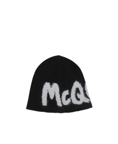 Alexander Mcqueen Logo Intarsia Knitted Beanie In White