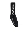 Alexander Mcqueen Black Socks With Graffiti Logo Print In Black