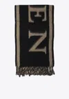 Alexander Mcqueen Logo Intarsia Wool Fringed Scarf In Black