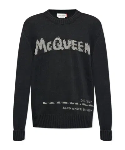 ALEXANDER MCQUEEN ALEXANDER MCQUEEN LOGO INTARSIA-KNIT CREWNECK JUMPER