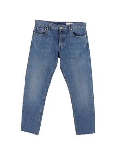 Pre-owned Alexander Mcqueen Logo Jeans In Blue
