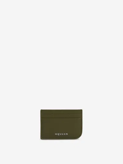 Alexander Mcqueen Logo Leather Card Holder In Green