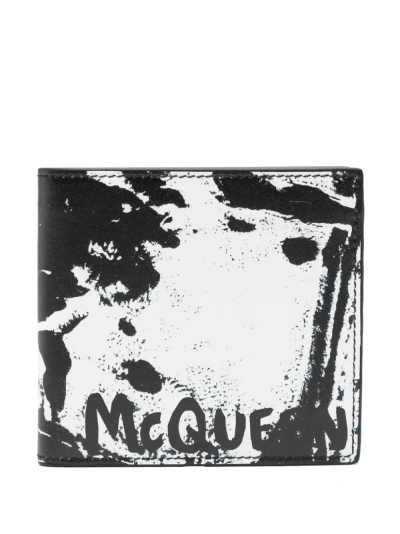 Alexander Mcqueen Logo Leather Wallet In Black