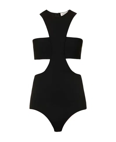 Alexander Mcqueen Logo Leotard In Black