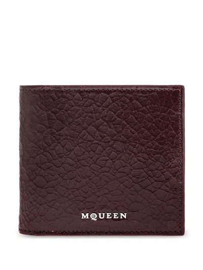 Alexander Mcqueen Logo-lettering Cardholder In Burgundy