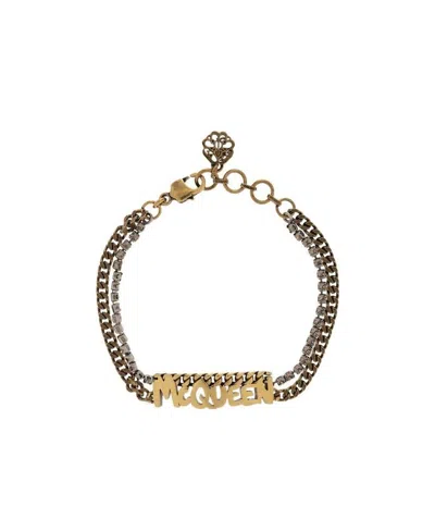 Alexander Mcqueen Logo-lettering Chain Bracelet In Yellow