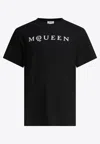 Alexander Mcqueen Logo Lettering Crewneck T-shirt In Black