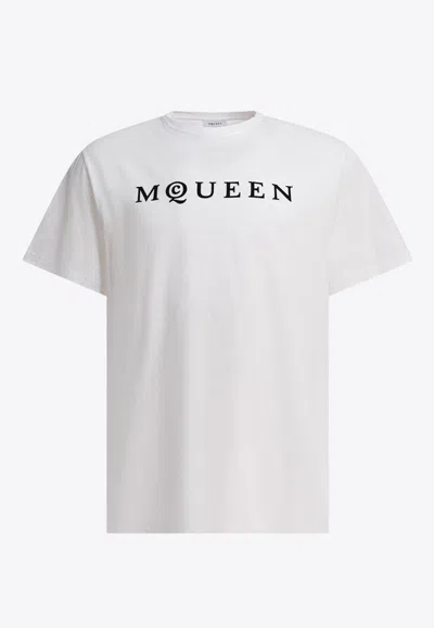 Alexander Mcqueen Logo Lettering Crewneck T-shirt In White