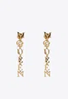 Alexander Mcqueen Pale Gold-finished Logo Pendant Earrings In Gold