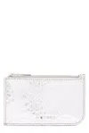 Alexander Mcqueen Leather Zip-up Sling Card Holder In Silver