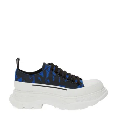 Alexander Mcqueen Woman Sneakers Blue Size 8.5 Textile Fibers In Black
