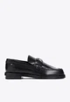 Alexander Mcqueen Brushed Leather Loafers Metal Embellishment In Black