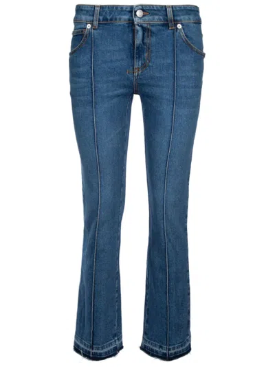 ALEXANDER MCQUEEN LOGO-PATCH FLARED JEANS