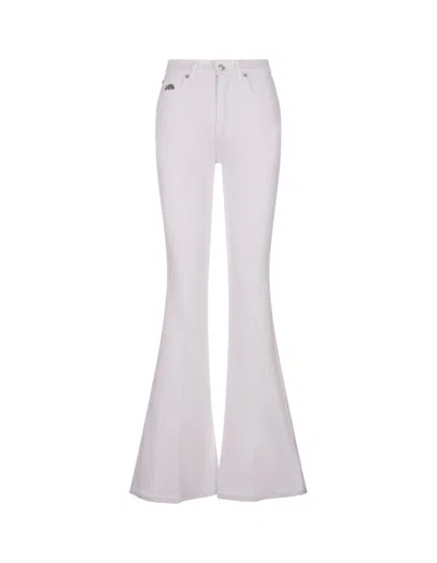Alexander Mcqueen Logo Patch Flared Jeans In White
