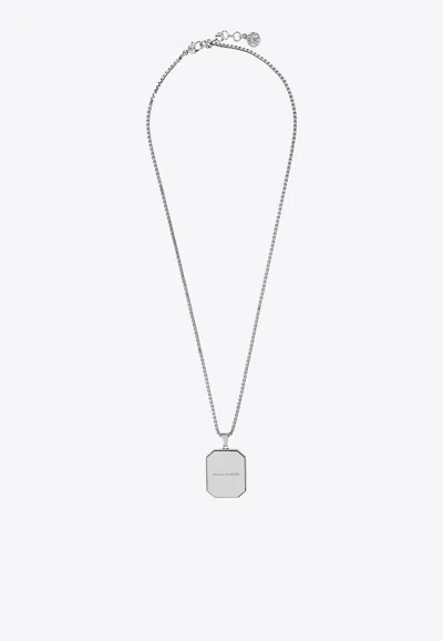 Alexander Mcqueen Logo Pendant Chain Necklace In Silver