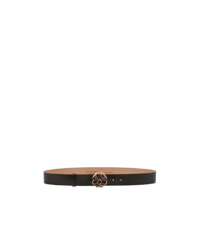 Alexander Mcqueen Logo Plaque Buckle Belt In Black