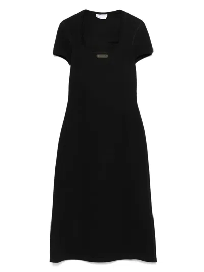 Alexander Mcqueen Logo-plaque Ribbed Stretch Midi Dress