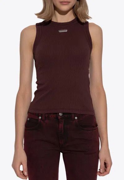 ALEXANDER MCQUEEN LOGO PLAQUE RIBBED TANK TOP