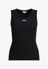 Alexander Mcqueen Ribbed Sleeveless Top With Fitted Silhouette In Black