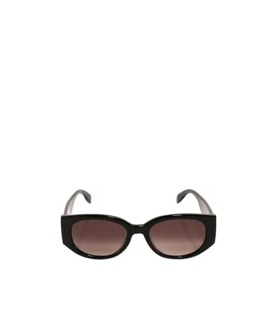Alexander Mcqueen Logo-print Arm Sunglasses In Black