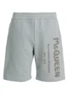 Alexander Mcqueen Alexander Mc Queen Bermuda Shorts With Graffiti Logo Print In Gray