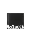 Alexander Mcqueen Graffiti Logo-print Leather Billfold Wallet In Black