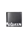 Alexander Mcqueen Logo Printed Bi-fold Wallet In Black