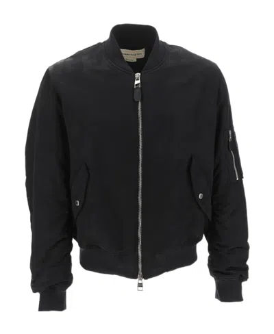 Alexander Mcqueen Logo-print Bomber Jacket In Black