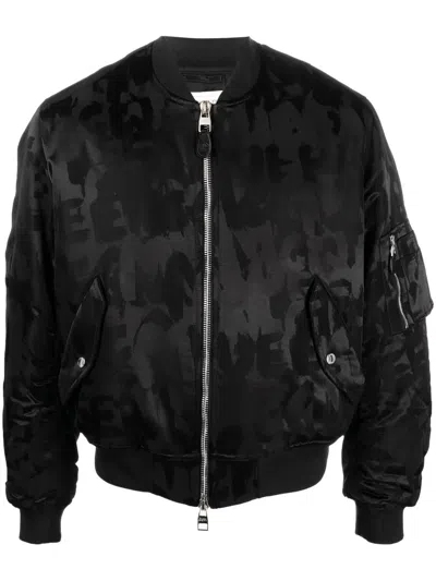Alexander Mcqueen Logo-print Bomber Jacket In Black