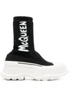 Alexander Mcqueen Tread Slick Graffiti Pull-on Boot Sneakers In Black