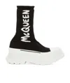 Alexander Mcqueen Tread Slick Graffiti Pull-on Boot Sneakers In Black