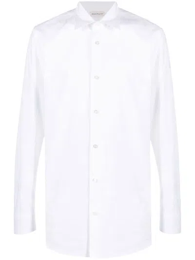 Alexander Mcqueen Logo-print Cotton Shirt In White