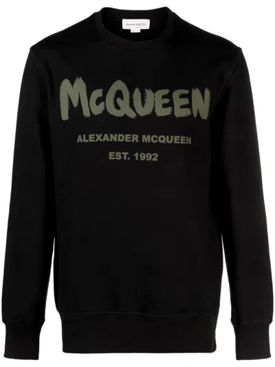 Alexander Mcqueen Logo-print Cotton Sweatshirt In Black
