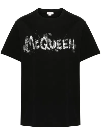 Alexander Mcqueen Logo-print Cotton T-shirt In Black