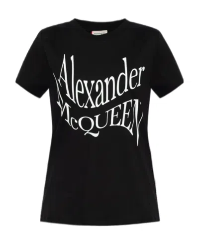ALEXANDER MCQUEEN ALEXANDER MCQUEEN LOGO PRINTED CREWNECK T-SHIRT