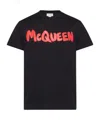 Alexander Mcqueen Graffiti Logo Crewneck T-shirt In Black