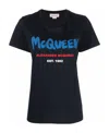 Alexander Mcqueen Logo-print Cotton T-shirt In Blue