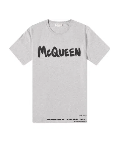Alexander Mcqueen Logo-print Cotton T-shirt In Gray