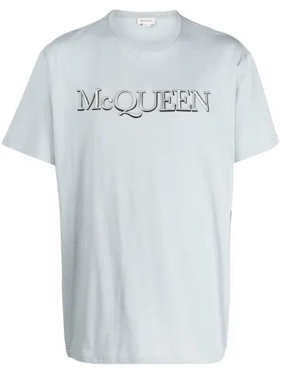 Alexander Mcqueen Logo-print Cotton T-shirt In Light Blue