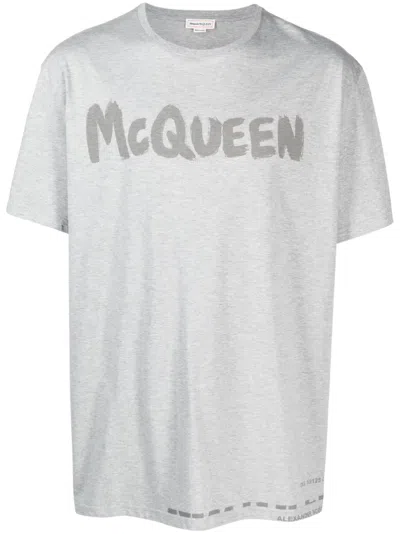 Alexander Mcqueen Alexander Mc Queen Graffiti T Shirt In Grey