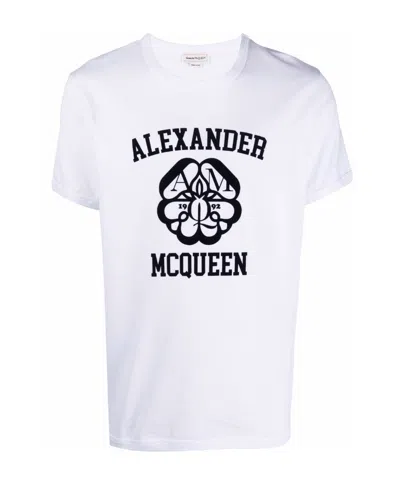 Alexander Mcqueen Flocked Cotton-jersey T-shirt In White