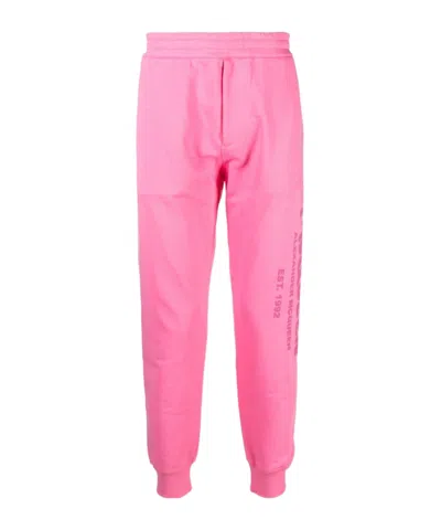 Alexander Mcqueen Logo-print Cotton Track Pants In Pink