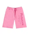 Alexander Mcqueen Men Bermuda Shorts With Graffiti Logo Print In Pink
