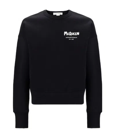 Alexander Mcqueen Logo-print Crewneck Sweatshirt In Black
